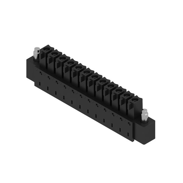 PCB plug-in connector, female header, Flange, THT/THR solder connection, 3.81 mm, Number of poles: 12, 90°, Solder pin length (l): 1.5 mm, tinned, black, Box image 3