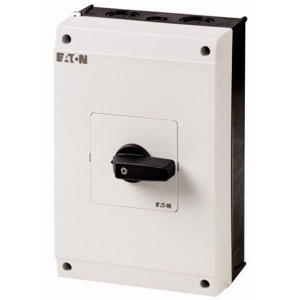 T5B-3-8342/I4 On-Off switch, T5B, 63 A, surface mounting, 3 contact unit(s), 6 pole, with black thumb grip and front plate image 1