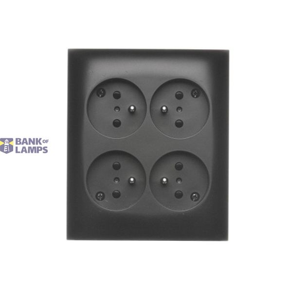 Quadruple socket outlet with earthing - IP20 version with shutters, 16A, quick connection, black matt image 1