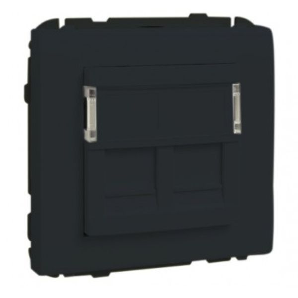 COV RING W/DOUB SUPPORT F/RJ45 CONNECT BLACK image 1