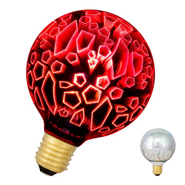 LED Magic 3D G95 E27 240V 4.5W Shards Red image 1