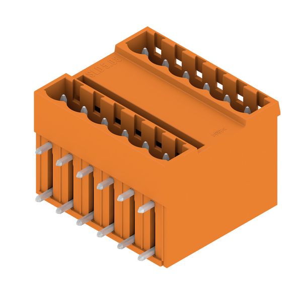 PCB plug-in connector, male header, closed side, THT solder connection, 5.08 mm, Number of poles: 12, 90°, Solder pin length (l): 3.2 mm, tinned, orange, Box image 1