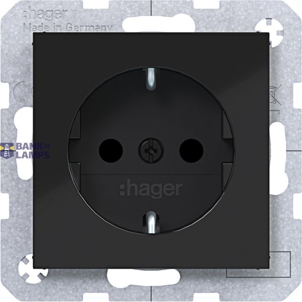 SCHUKO wall socket, Safety Plus, plug-in type, A.x/C.x, night black glossy. image 1