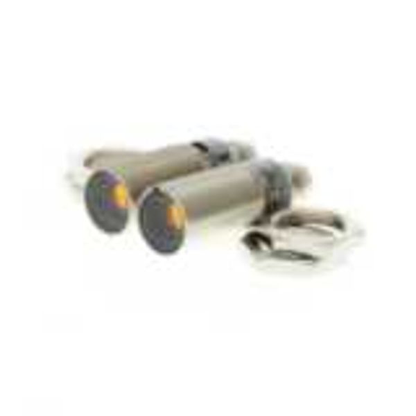 Photoelectric sensor, M18 threaded barrel, metal, red LED, through-bea E3FB2011R image 1