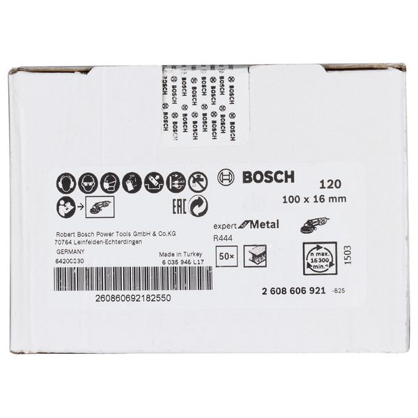 Fibre sanding disc R444, Expert for Metal 100 mm, 16 mm, K120 image 1