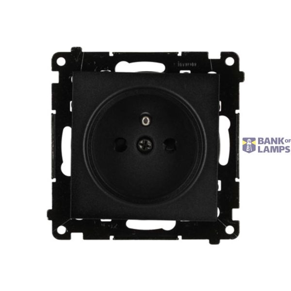 Socket outlet with earthing and shutters, module, 16A, quick connection, black matt image 1