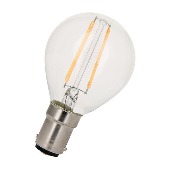 LED Filament G45 Ba15d 240V 2W 2700K Clear image 1