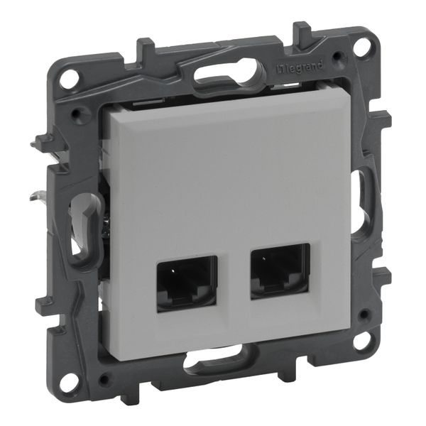 Double RJ45 socket Niloé Step category 5e UTP aluminium image 1