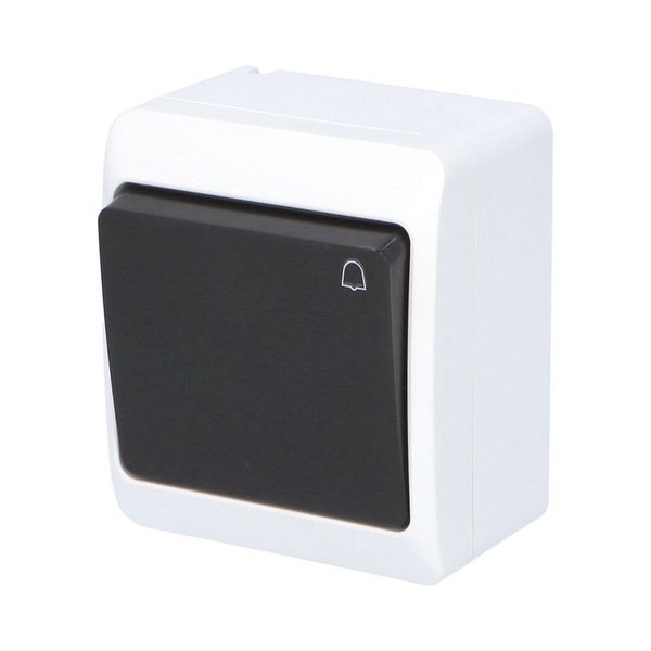 GALATEA Bell symbol button No. 1/0 10A 230V on plaster IP44 white/black image 2