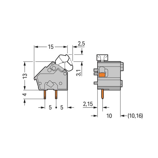 Stackable PCB terminal block push-button 2.5 mm² gray image 3