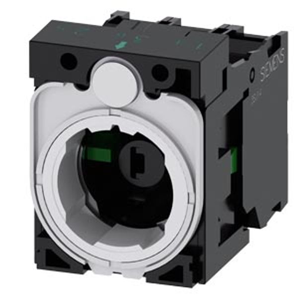 Holder for 3 modules, 1 NO, 1 NO, LED module, blue, 6-24 V AC/DC image 1