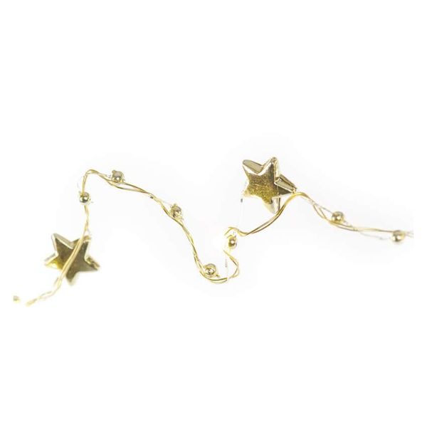 LED Christmas chain gold – stars, 1.9 m, 2x AA, indoor, warm white, timer image 1