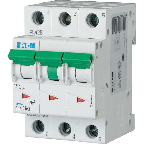 PL7-D6/3 Miniature circuit breaker (MCB), 6 A, 3p, characteristic: D image 1