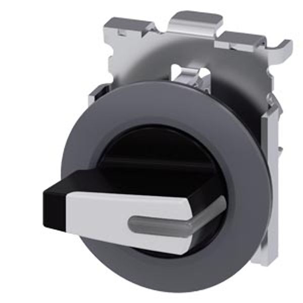 Selector switch, illuminable, 30 mm, round, metal, matte, white, knob, short, front ring for flush image 1