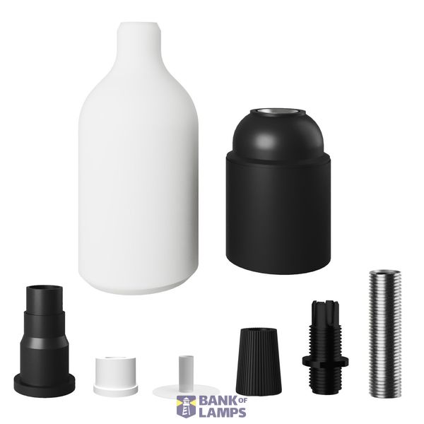 Silicone E27 lamp holder kit with hidden cable clamp image 2