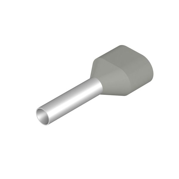 Wire-end ferrule, Twin wire-end ferrule, 15 mm, 12 mm, grey image 1