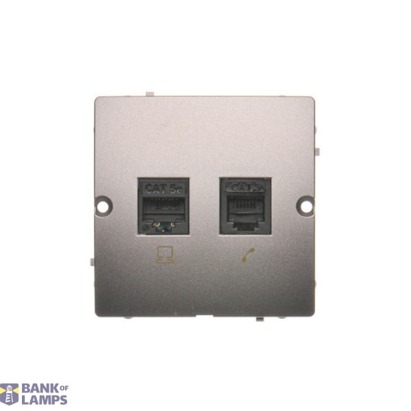 Computer socket RJ45 category 5e + telephone socket RJ11, (module), Inox, metallized image 1
