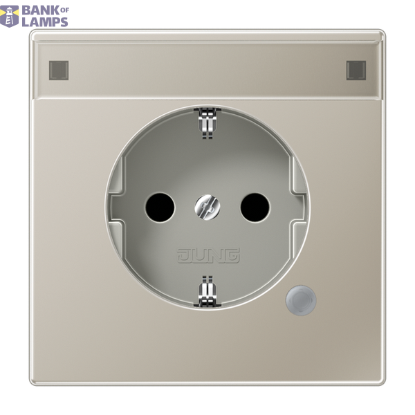 SCHUKO socket, 16 A 250 V ~, with function indicator, integrated increased contact protection, SAFETY+, LS series, stainless steel image 1