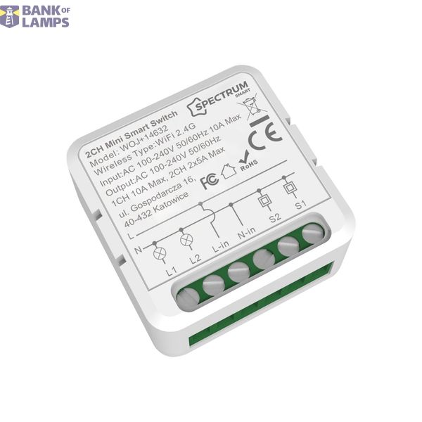 Mini Smart Switch dual-zone 5A / 10A Wi-Fi/Bluetooth Spectrum SMART image 1