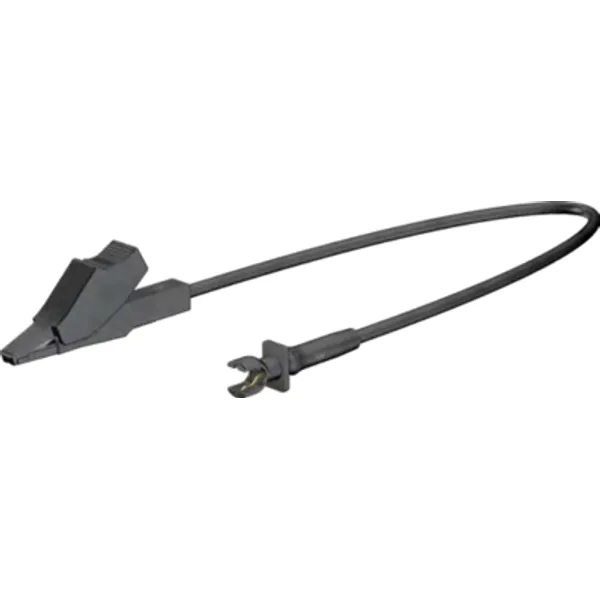 Measuring lead with (fork plug, straight) to (crocodile clip), 0.15 m, black, silicone, 0.5 mm², CAT II, 68.9444-01521 image 1