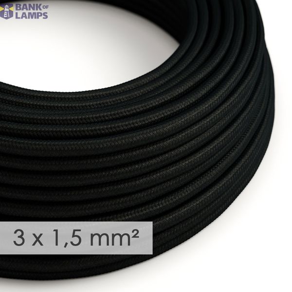 Large section electric cable 3x1,50 round - covered by rayon Black RM04 image 1