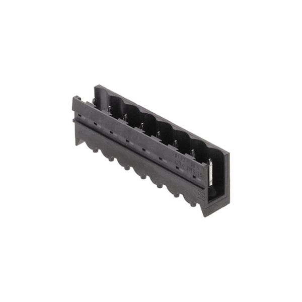 PCB plug-in connector, male header, open side, THT/THR solder connection, 5.08 mm, Number of poles: 4, 180°, Solder pin length (l): 3.2 mm, tinned, black, Box image 1