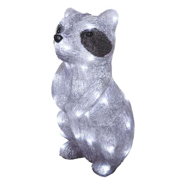 LED Decoration – Glowing Raccoon, 39 cm, Outdoor/Indoor, Cool White, Timer image 1