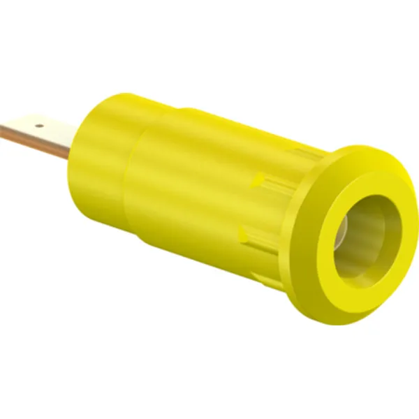 2 mm socket, flat plug connection, mounting Ø 8.3 mm, CAT III, yellow, 65.9099-24 image 1