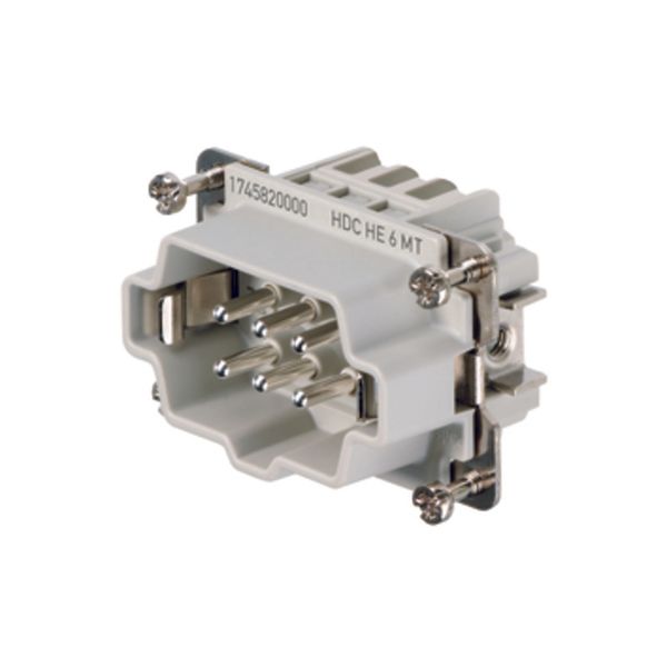 HDC insert, Male, 500 V, 24 A, Number of poles: 6, Tension-clamp connection, Size: 3 image 1