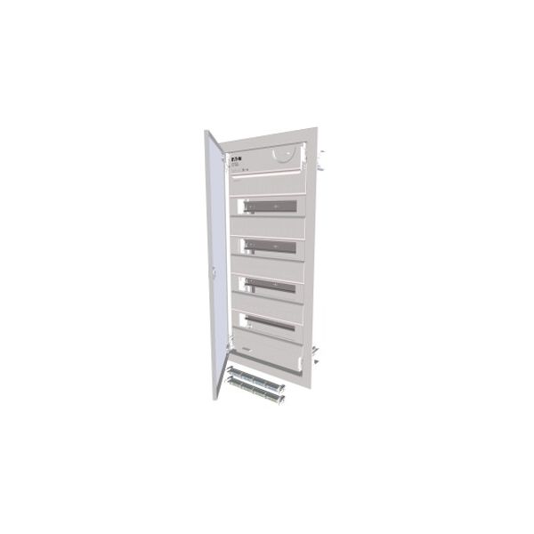 KLV-48HWP-SF Hollow wall compact distribution board, 4-rows, super-slim sheet steel door image 1