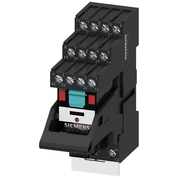Plug-in relay complete unit 230 V AC, 4 change-over contacts LED module red base image 1