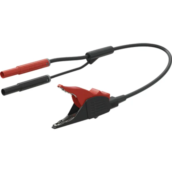 Kelvin measuring lead with (kelvin clamp, straight) to (4 mm lamella plug, straight), 2.5 m, silicone, 1.0 mm², CAT II, 66.8012-250 image 1