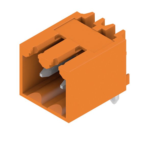 PCB plug-in connector, male header, closed side, THT solder connection, 3.50 mm, Number of poles: 2, 90°, Solder pin length (l): 3.2 mm, tinned, orange, Box image 4