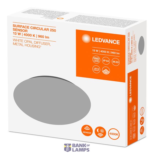LED ROUND 13W 4000K IP44 S R250 WT  IP44 120' Ledvance image 2