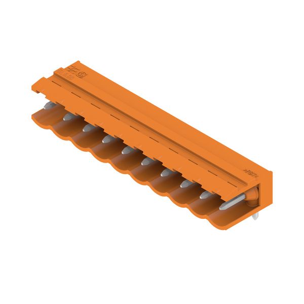 PCB plug-in connector, male header, open side, THT solder connection, 5.00 mm, Number of poles: 10, 90°, Solder pin length (l): 3.2 mm, tinned, orange, Box image 4