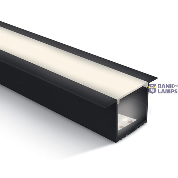 BLACK RECESSED PROFILE 2m + PC opal diffuser image 1