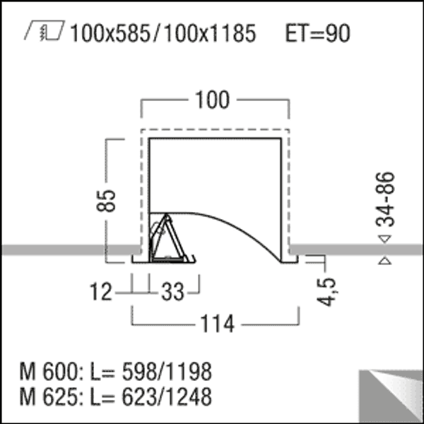 FEW LED2200-840 M625L LDE - Recessed luminaire with asymm. optic image 2