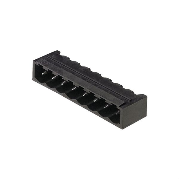PCB plug-in connector, male header, closed side, THT/THR solder connection, 5.08 mm, Number of poles: 2, 90°, Solder pin length (l): 2.6 mm, tinned, black, Tape image 1