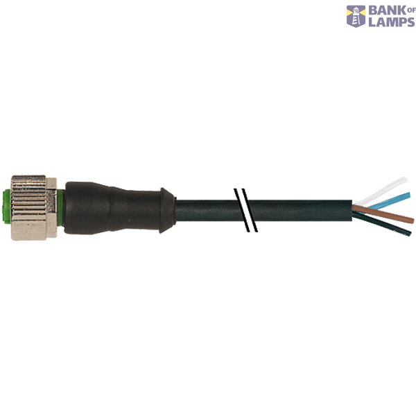 M12 female 0° A-cod. with cable PUR 4x0.34 bk UL/CSA+drag ch. 70m image 2