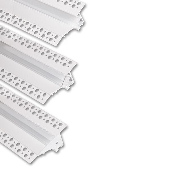 Built-in aluminum profile AV for plasterboard, 95x34mm, clear diff., white 2m image 1