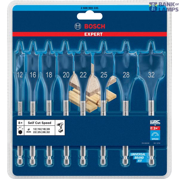 EXPERT Self Cut Speed Spade Drill Bit Set 12/16/18/2/22/25/28/32 mm 8-pc image 2