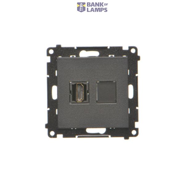 HDMI single socket, module, black matt, HDMI Standard: HDMI 1.4 image 1