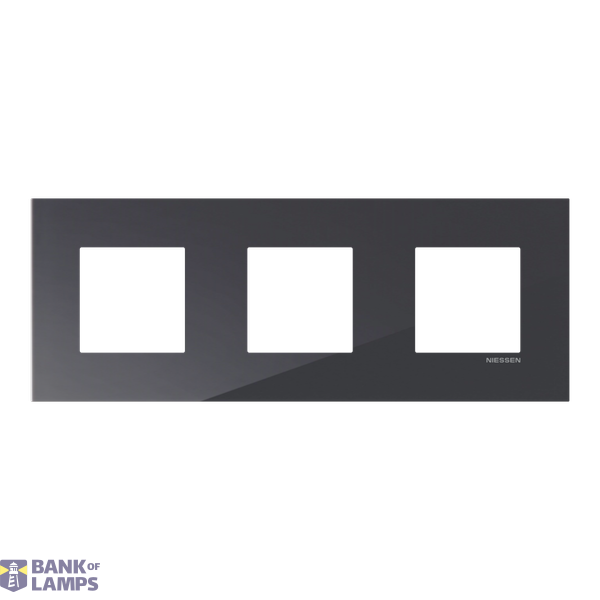 Frame 3-gang / 2+2+2-modules - Niessen logo - S - Tacteo Black image 1