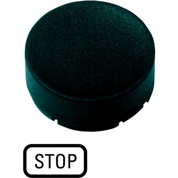 M22-XDH-S-GB0 Button plate, raised black, STOP image 3