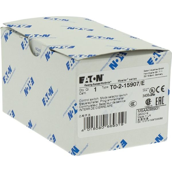 T0-2-15907/E Changeover switches, T0, 20 A, flush mounting, 2 contact unit(s), Contacts: 4, With spring-return from START, 45 °, momentary/maintained, AUTO-0-HAND image 5
