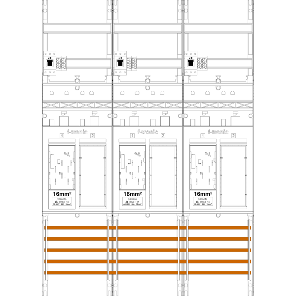Meter field ER36-16-HSS, 3 fields, H=1050mm, 3-eHZ 16mm², 3 HSS, 3 Res. (ER36-16-HSS) image 1