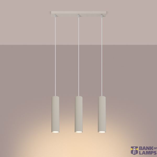 Minimalist KARBON pendant lamp with three pendants and a beige ceiling plate 3xGU10 image 3