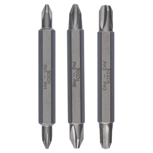 3-piece double ended bit set PH1, PH2, PH3, PH1, PH2, PH3; 60 mm image 1