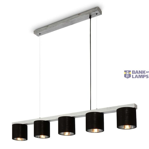 Pendelleuchte,antik-silber,Stoff,5xE14 exkl. image 1