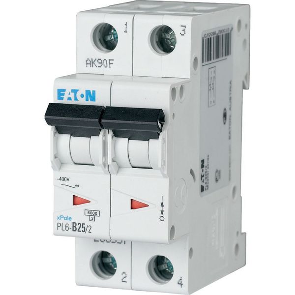 PL6-D25/2 Miniature circuit breaker (MCB), 25 A, 2p, characteristic: D image 2